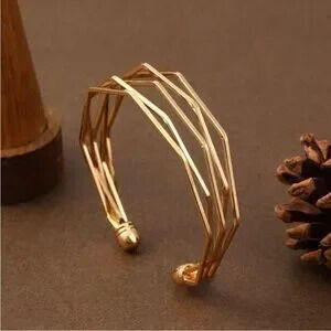 Gold Geometric Open Cuff Bracelet